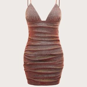🐳 3/$20 SHEIN Unity Ruched Metallic Cami Bodycon Dress NWOT